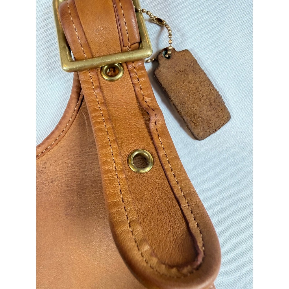 Vtg Rare Coach NYC Crescent Saddle Bag Tan Leather Bonnie Cashin Era Pre-Creed - Picture 7 of 15